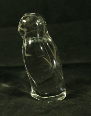 BACCARAT France Crystal Barn Owl Art Glass Figurine Paperweight Bird Signed 3