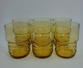 Vintage Libbey 8oz Juice Glasses Set Of 6 Ribbed And Swirl Euc