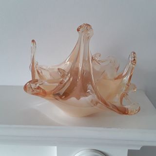 Glass Peach Dish/bowl/vase Italy?murano Art Hand Blown Decorative Collectable