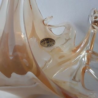 Glass Peach Dish/bowl/vase Italy?Murano Art Hand Blown Decorative collectable 3