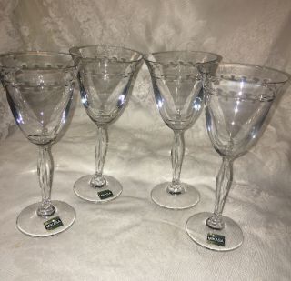 4 Mikasa Crystal Clear Cut Sutton Point Water/wine Goblet Glass 7.  5 " W.  Germany