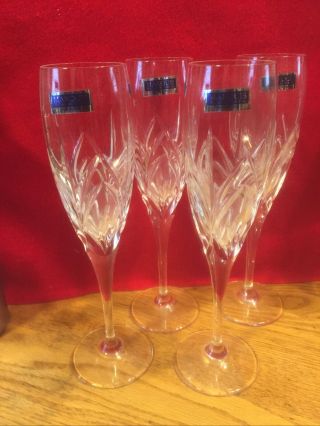 Waterford Crystal Set Of 4 Champagne Glasses Marquis 9 Inch Tall Made In Italy