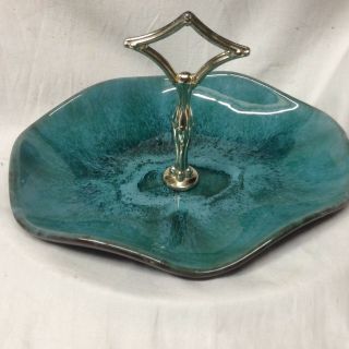 Blue Mountain Pottery Candy Dish 8 7/8 " Blue Green Canada