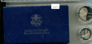 1993 Bill Of Rights Commemorative 2 Coin Silver Proof Set Box 8942n