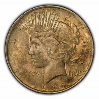 1922 $1 Silver Peace Dollar - Colorful Toning - Sku - D2123
