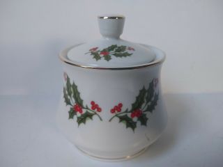 Christmas Holly Berry Sugar Bowl With Lid Japan All The Trimmings