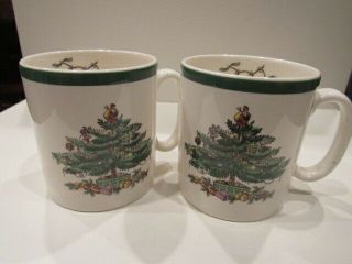 Set Of 2 Spode Christmas Tree Holly Mug - Ivory Holiday Coffee Cup