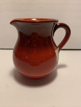 Italian Art Pottery Ceramic Pitcher Wine Water Jug Made In Italy Red