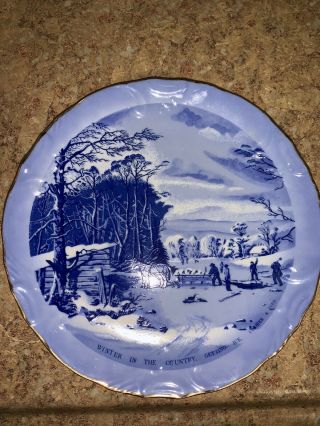 Vintage Currier & Ives Plate Winter In The Country,  Getting Ice Hmi 1981 Japan