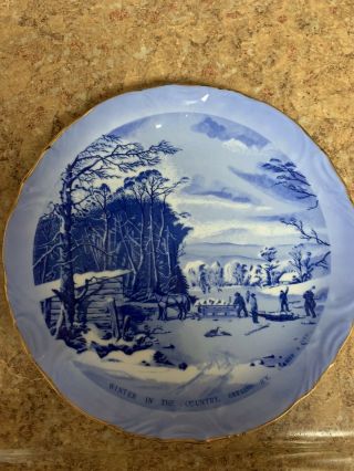 Vintage Currier & Ives Plate Winter In The Country,  Getting Ice HMI 1981 Japan 2
