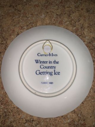 Vintage Currier & Ives Plate Winter In The Country,  Getting Ice HMI 1981 Japan 3