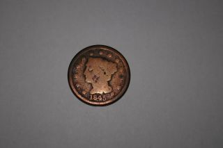 1845 Large Cent - Braided Hair - Brothel Token Reverse Reads One C_nt