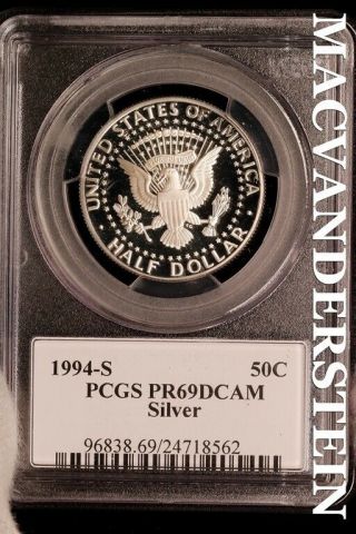 1994 - S Silver Kennedy Half Dollar - Pcgs Pf 69 Dcam Cameo Proof Sln187