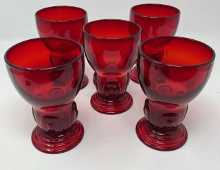 5 Martinsville Moondrops Ruby Glass 12 Oz Tumblers