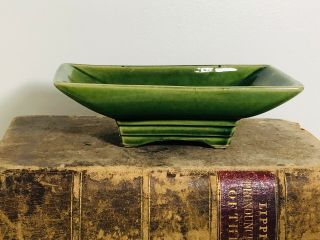 Vintage Mccoy Glazed Green Ceramic Shallow Planter