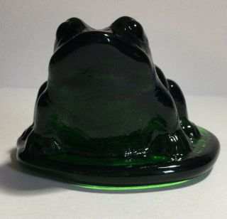 Vintage Viking Glass Bullfrog Figurine Paperweight Green Frog on Lily Pad 7763 2