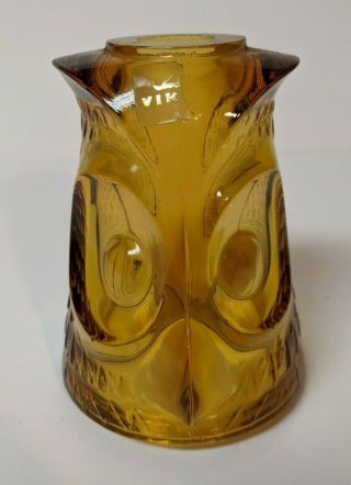 Vintage Viking Glass Amber Owl Fairy Lamp Top Only Tealight Holder Glass Top