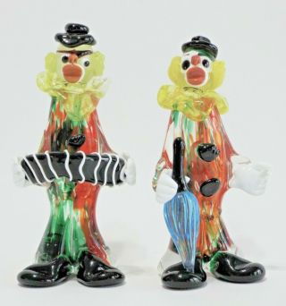 Vintage J.  I.  Co.  Sticker Venetian Glass Clowns Umbrella Accordion Murano