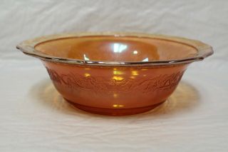 Federal Normandie Lattice Daisy Marigold Carnival Glass Serving Bowl 8 1/2 " Dish