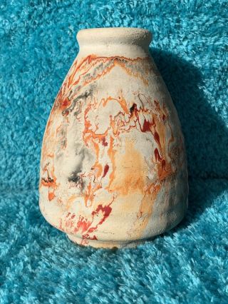 Listing Held Vintage Nemadji Pottery Ribbed Beehive Vase - 6 " - Red,