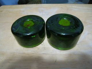 Vintage Blenko Art Glass Mid Century Modern Emerald Green Candle Holders Set