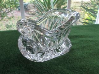 Lead Crystal Sleigh Votive Candle Holder Centerpiece Winter Christmas Holiday A,
