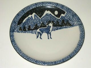 Folk Craft Tienshan Blue Wolf Mountains Chop Plate Round Serving Platter 12 "