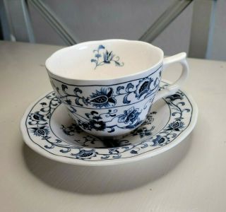 Nikko Tea Cup And Saucer Blue & White Ming Tree Blue Onion Flowers/floral Print