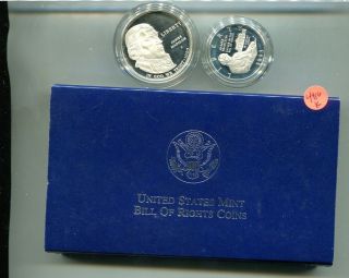 1993 Bill Of Rights Commemorative 2 Coin Set Proof Box,  4916k