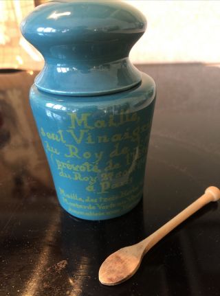 Vintage French Mustard Jar MAILLE Crock Moutard Verts Au Vinaigra 2