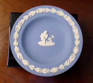Vintage Wedgwood Blue Jasperware Merman Sea Creature Pin Trinket Tray Sweet Dish