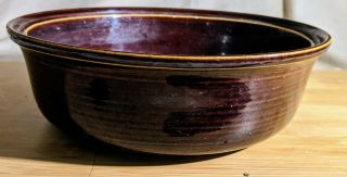 Vintage Brown Crock Stoneware Usa Pottery 10 " Bowl Lnc