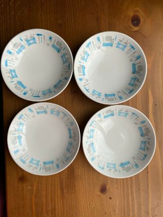 Set Of 4 Vintage Royal China Blue Heaven 5 1/2 " Berry Dessert Bowls (small Size)