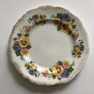 Vintage Roslyn Fine Bone China Floral Pansies Plate 8 " Made In England