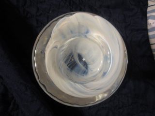 Kosta Boda Glass Anna Ehrner Atoll Candle - Holder Votive White Swirls Sweden Nr