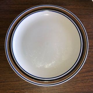 Salem Stoneware - Georgetown Brown And Blue Bands 10.  25 " Dinner Plate