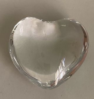 Baccarat France Crystal Puffed Heart Paperweight Signed Stamped Cond