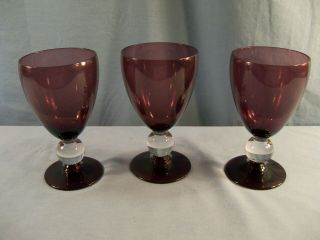 Set Of 3 Bryce Apollo Amethyst Purple Water Goblets Glasses 5 3/4 " Tall