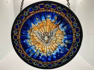 Art Glass Holy Spirit Roundel 6.  5 " Tiffany 