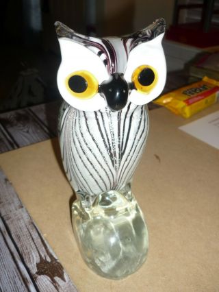 Multi Colored Murano Hand Made Art Glass Owl Figurine 8 3/4 Tall & Over 4 Lbs