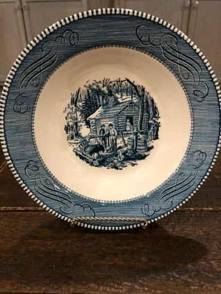 Royal China Currier And Ives Maple Sugaring 9” Blue White Bowl