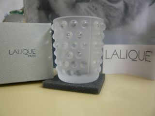 LALIQUE CRYSTAL CANDLE HOLDER MOSSI CLEAR VOTIVE 2