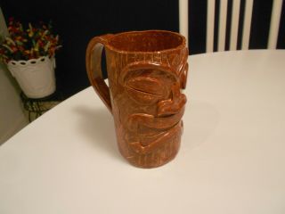 Tiki Hand Made Pottery Large Mug W/ Handle Vg,  6 " High