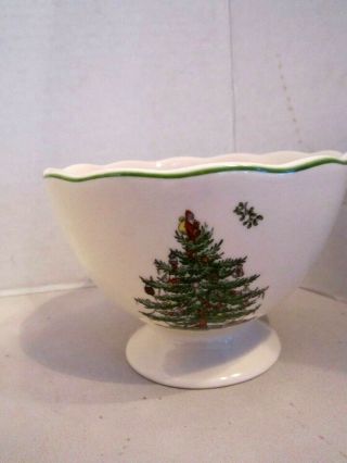 Spode Christmas Tree Elevated Bowl.  Candy Dish.  Dip Server.  3.  5 " X5 ".  Porcelain