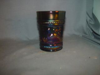 Northwood Carnival Glass Electric Blue Peacock At Fountain Tumbler
