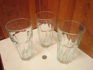 Set Of 3 Libbey Duratuff 24oz Paneled Clear Glass Tumblers 7 " H Ice Tea Diner