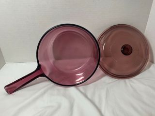 Pyrex CORNING WARE VISIONS Cranberry Cookware 1.  5 L Liter Saucepan Pot with Lid 2