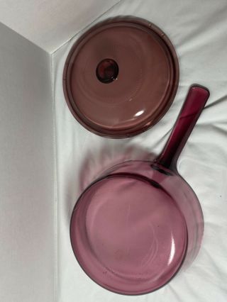 Pyrex CORNING WARE VISIONS Cranberry Cookware 1.  5 L Liter Saucepan Pot with Lid 3