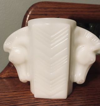 Macbeth Evans Monax Double Horse Head Milk Glass Shaving Cup Mug 1930s Art Deco