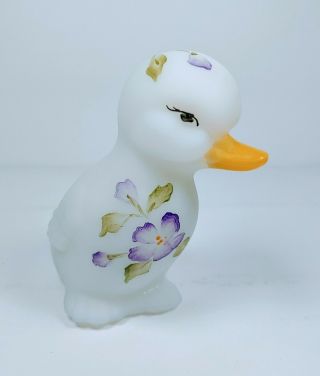 Fenton Art Glass Hand Painted & Signed By Artist Duck Figure